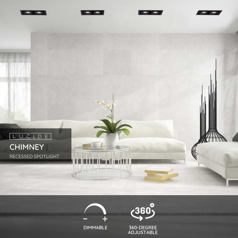 Lucide KOMÍN - Zápustné bodové svietidlo - 2xGU10 - Čierny